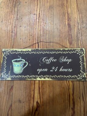 Vintage Style Coffee Shop Sign - Black and Cream
